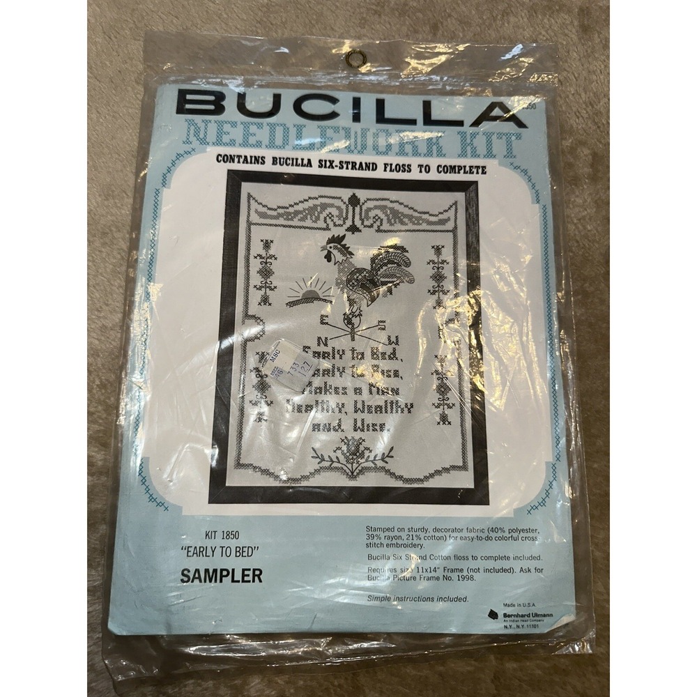 New Bucilla Needlework Kit 1850 Early to Bed Sampler  Cross Stitch